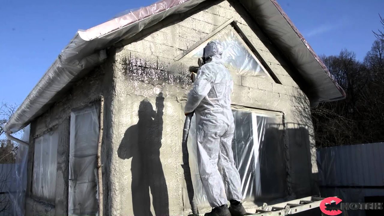 Утепление фасада дома пенополиуретаном - YouTube