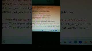 python program letter to net worth of SRK and Salman Khan #idle #coding #python #srk #viral