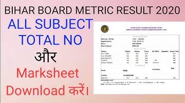 Bihar board class 10th result 2020 with marksheet | Check Bihar board metric result 2020 | Download