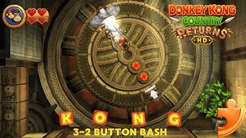 [Donkey Kong Country Returns HD]  3-2 Button Bash All Collectables 100%