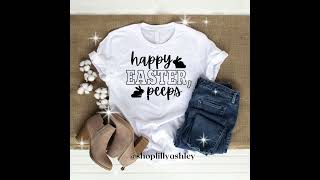 Happy Easter Peeps Design for DIY Sweatshirts Kid Shirts Cards Etc with Silhouette Cricut Iron on