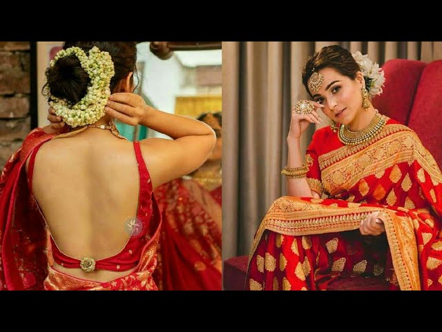 She is creating style statement in this beautiful pink saree and the simple hair  style i… | Indian bridal hairstyles, Hair style on saree, Indian wedding  hairstyles