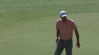 Lucas Glover buries a 35-foot birdie putt at the Memorial