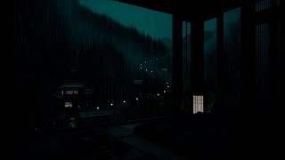 Deep Mountain Winter Rain Sounds🌧 (No Ads) | Warm Cabin Dark Bedroom Ambience for Deep Sleep