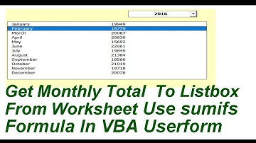 Listbox Get sum Monthly total from Worksheet Excell VBA