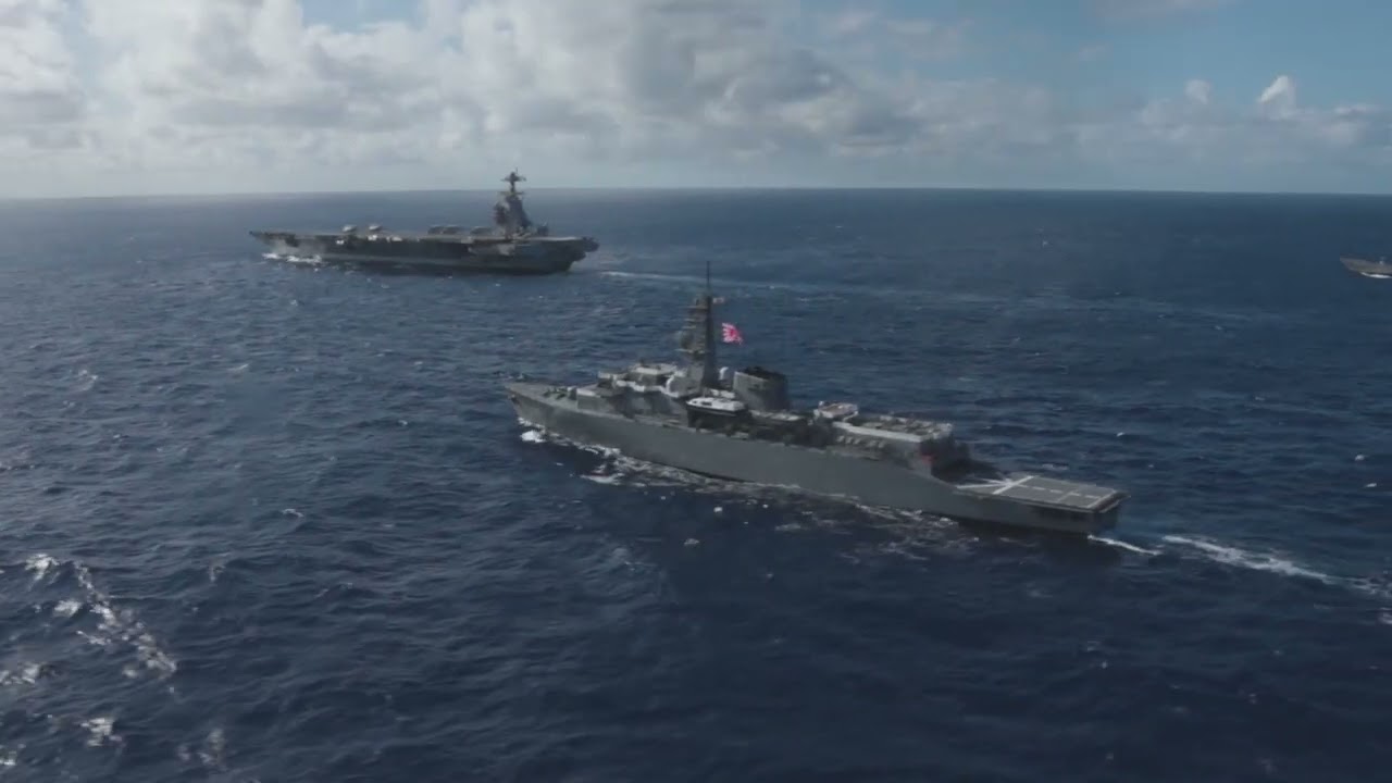 Largest Aircraft Carrier, USS Gerald R. Ford (CVN 78) sails with JMSDF