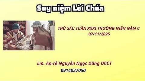 Suy niệm Lời Chúa thứ sáu tuần XXXI thường niên năm C 11/07/2025 Lm. An-rê Nguyễn Ngọc Dũng DCCT