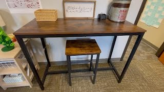 Perfect table for extra  counter and seating HOOBRO Bar Table Set, Pub Tables Bar Height with Stools