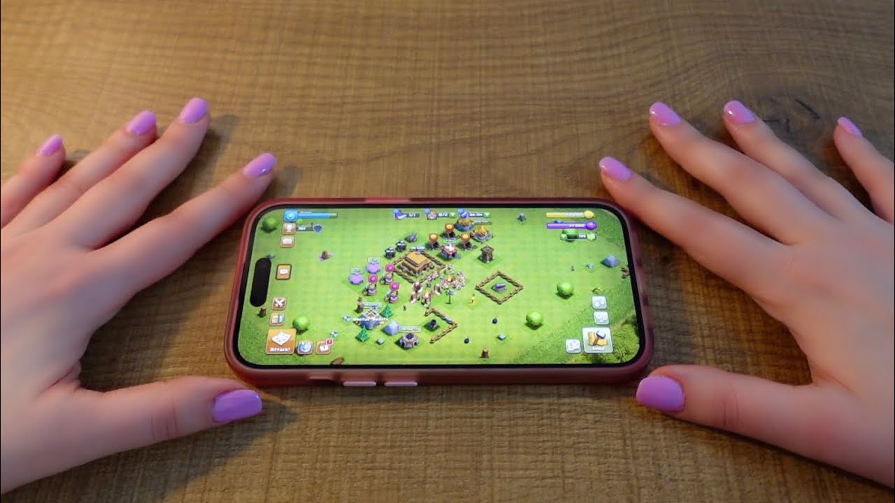 ASMR Playing Clash of Clans + gum chewing