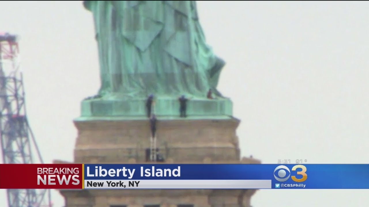 Liberty Island In New York Evacuated After Woman Climbs Base Of Statue ...