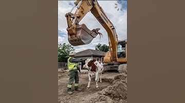 Excavator Hits Python and Cow in Trench Accident!​#ExcavatorAccident#AnimalRescue