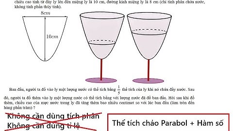 Liên trường Nghệ An: Một ly thủy tinh có hình dạng phần chứa nước là một hình parabol tròn xoay.
