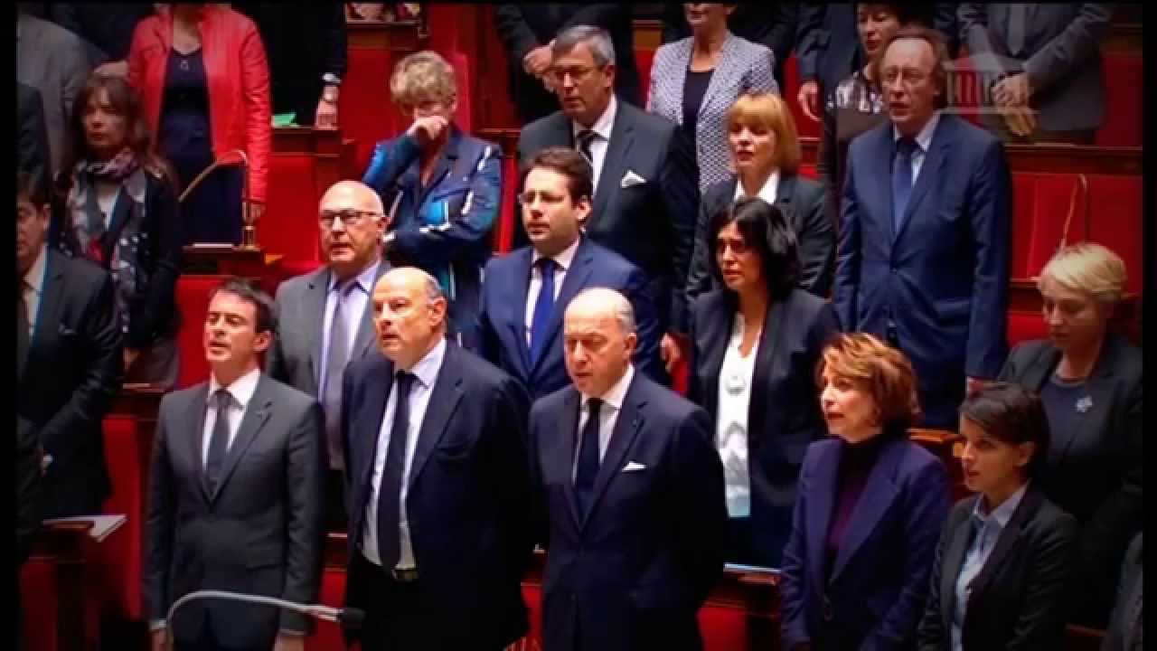 the French National Assembly breaks into a spontaneous rendition of La Marseillaise