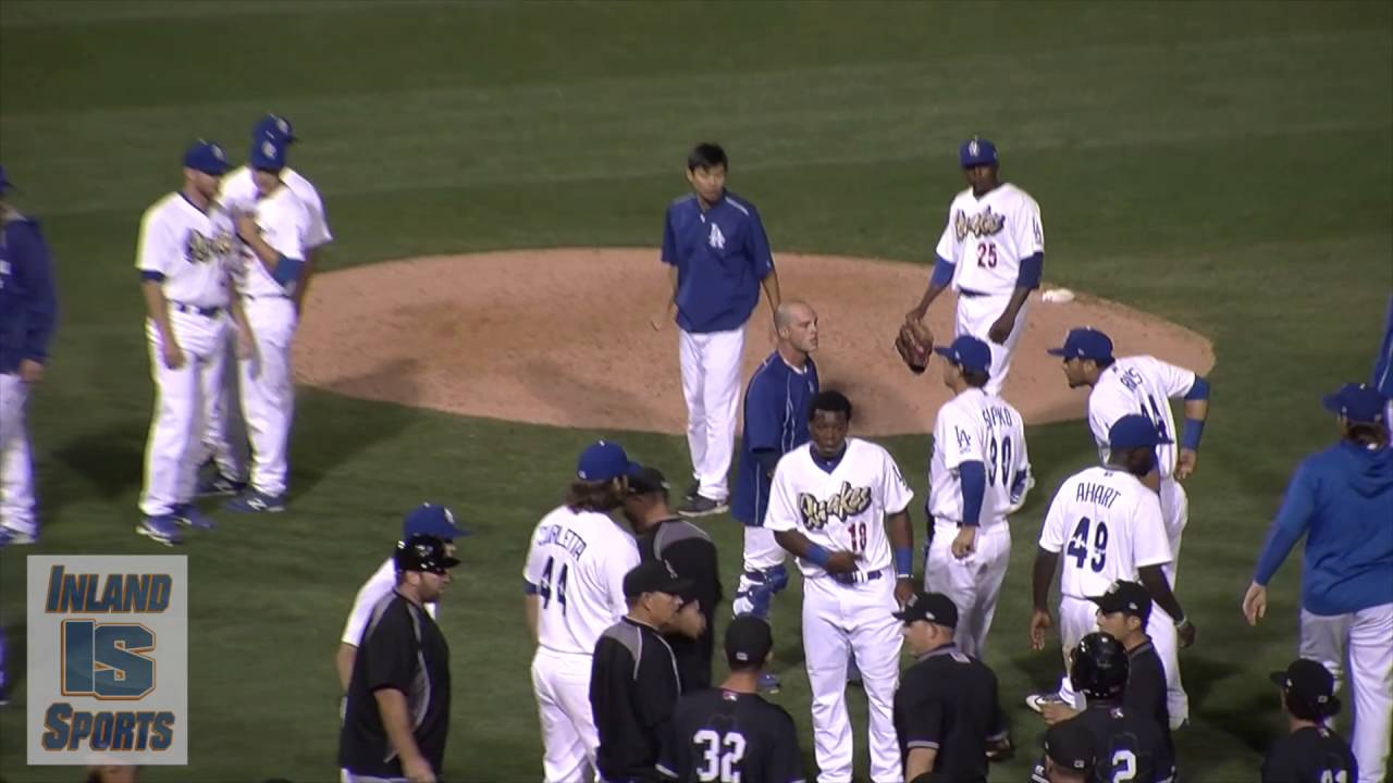 INLAND_SPORTS BASEBALL BRAWL High Desert vs. Rancho Cucamonga Benches Clearing Brawl YouTube