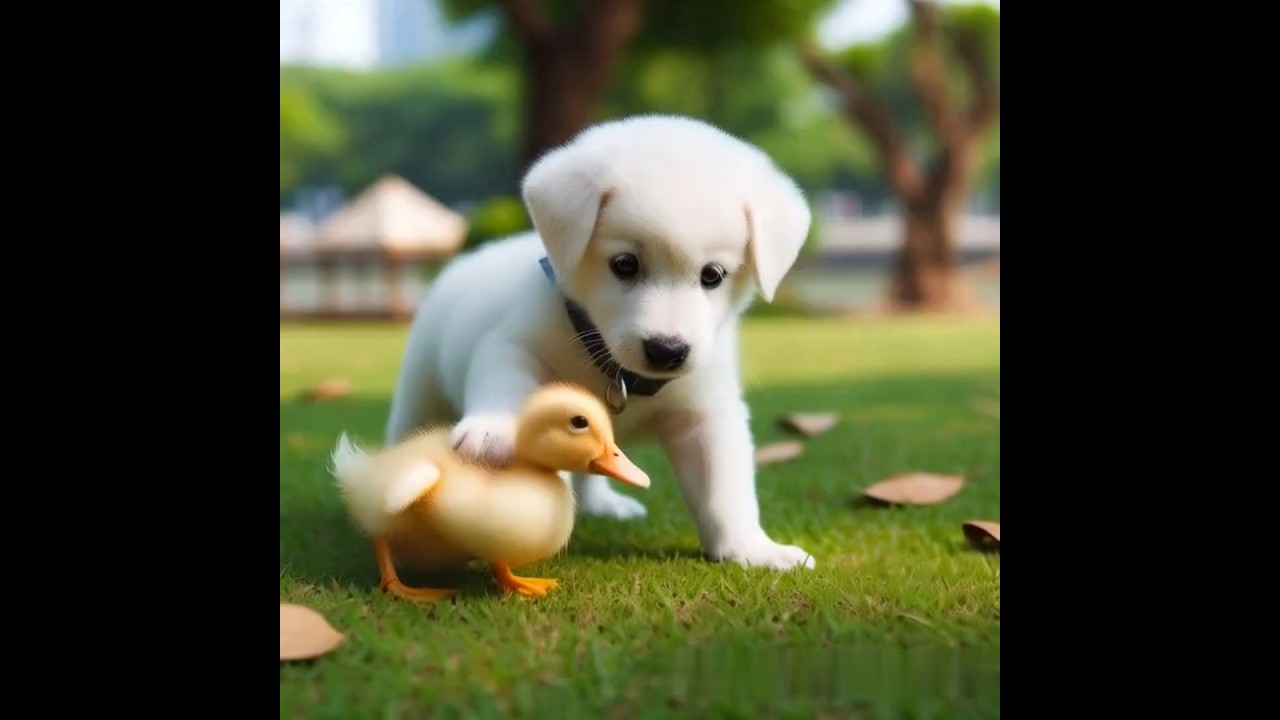 cute puppy and baby duck video 