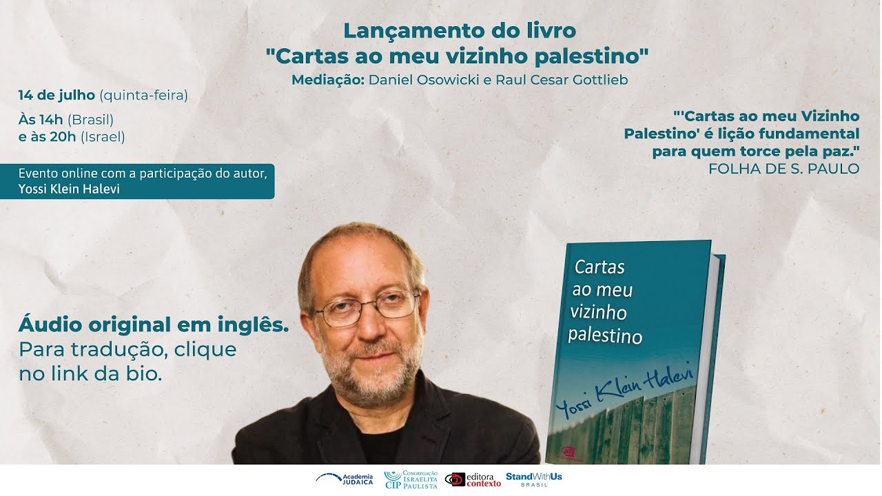 Áudio Português | Lançamento do livro "Cartas ao meu vizinho palestino ...