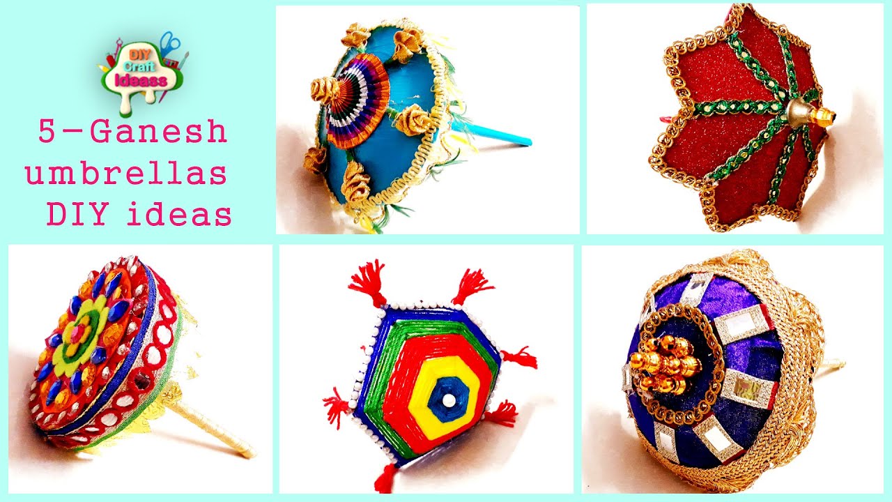 5 Ganesh umbrellas DIY ideas | how to make Ganesh Umbrella from waste | Best out of waste