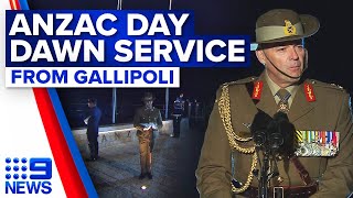 Anzac Day 2023: Gallipoli Dawn Service | 9 News Australia