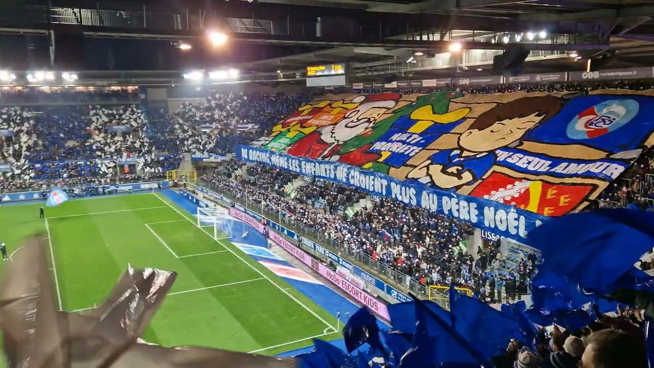 RC Strasbourg - Tifo Against Multi-Club Ownership (Game vs Lille 23/12/2023)
