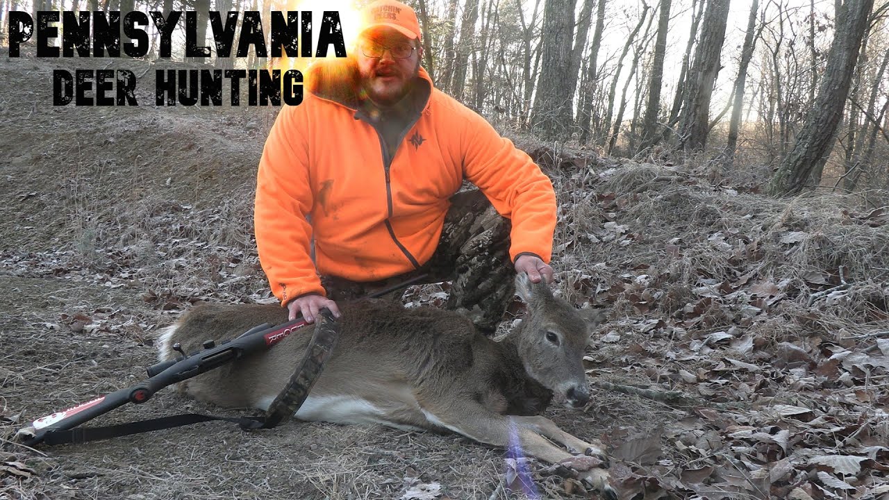 PA DEER HUNTING RUNNING DOE GOES DOWN YouTube