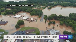 Flash Flooding across the River Valley leaving resident to clean up damges