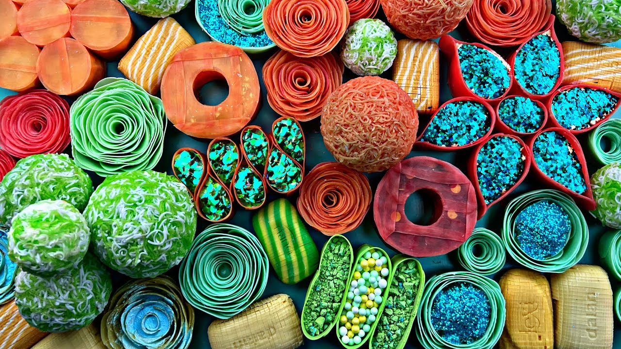 ASMR soap cubes💚soap roses/crushing soap boxes with glitter and starch🔥balls