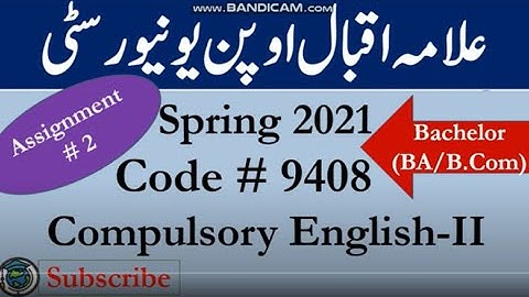 AIOU Code 9408 Solved Asignment No.2 Spring  2021 |Subject: English (comp) - II | Level: Bachelor/BA