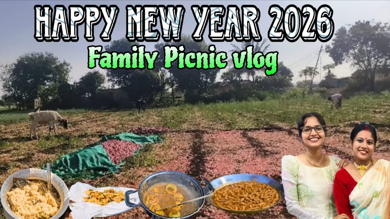 ৩১ তারিখে ফ্যামিলি পিকনিক | Cooking Shev Bhaji, Veg Pulao, Anda Curry & Pakoda | Happy New Year