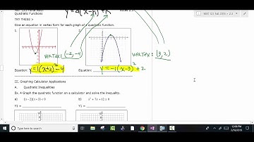 MAT 123 Finite Math Section 2.3 Part 2 Quadratic Functions