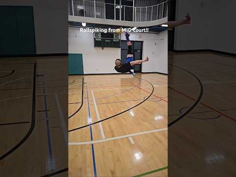 Insane Rollspike from mid court!! Do you think it's hard? #takraw #rollspike #flip #somersault