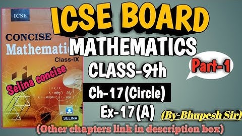 icse | class-9| selina book | maths | ch-17| Circle | ex-17(A) | part-1