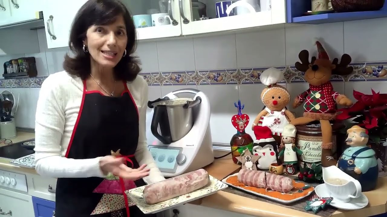 Solomillo  de cerdo relleno con ibericos y salsa de membrillo en thermomix