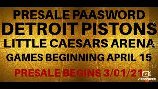 Detroit Pistons Tickets Presale Code  Password