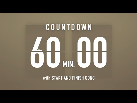 60 Minute Countdown Timer ⏳ Flip Clock with Simple Gong 
