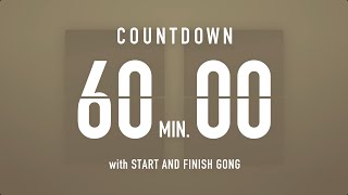 60 Minute Countdown Timer ⏳ Flip Clock with Simple Gong 🦂🔔