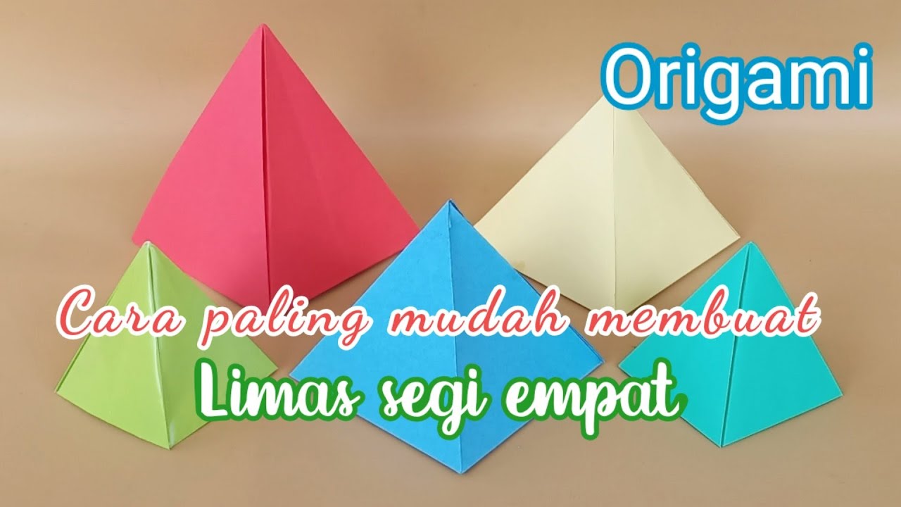 Cara mudah membuat Piramida II Limas segiempat dari kertas origami II