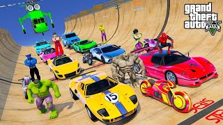 GTA V Amazing Big Super Cars Transformed into Small RC Cars Crazy Race With Spiderman, Hulk & Batman