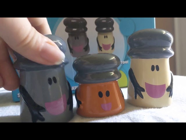 ASMR Box Lunch Unboxing--Blue's Clues Salt and Pepper Shakers: Ceramic  Tapping and Scratching 