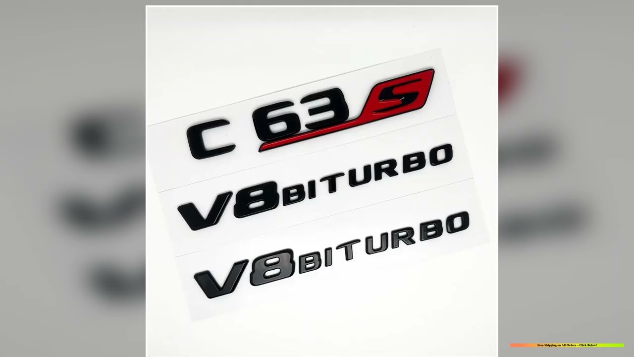 3D Black C63S Logo Letters V8 BITURBO Badge Car Rear Star Sticker Trunk AMG Emblem For Mercedes