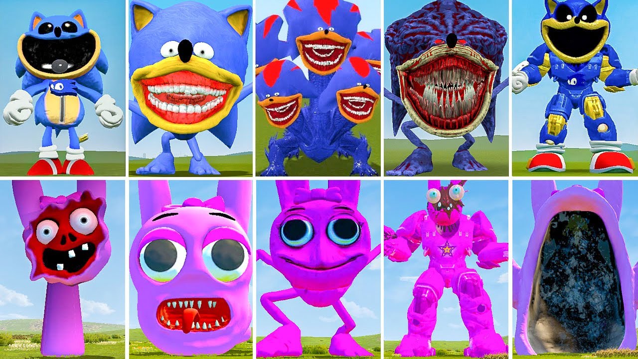 ALL NEW SONIC BLUE VS HYDRA SONIC VS ALL NEW SPRUNKI PINK VS PINKI EATERT TH in GARRY'S MOD !!!!!