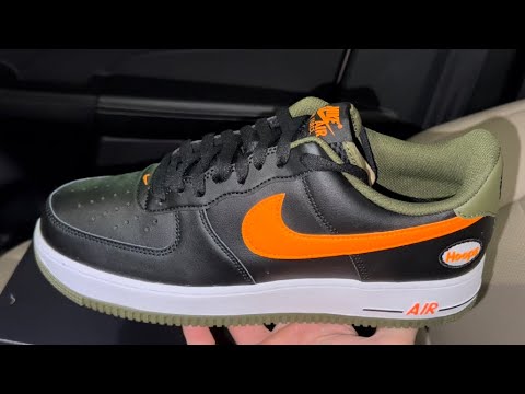 Nike Air Force 1 07 LV8 Hoops Black Orange Green shoes 