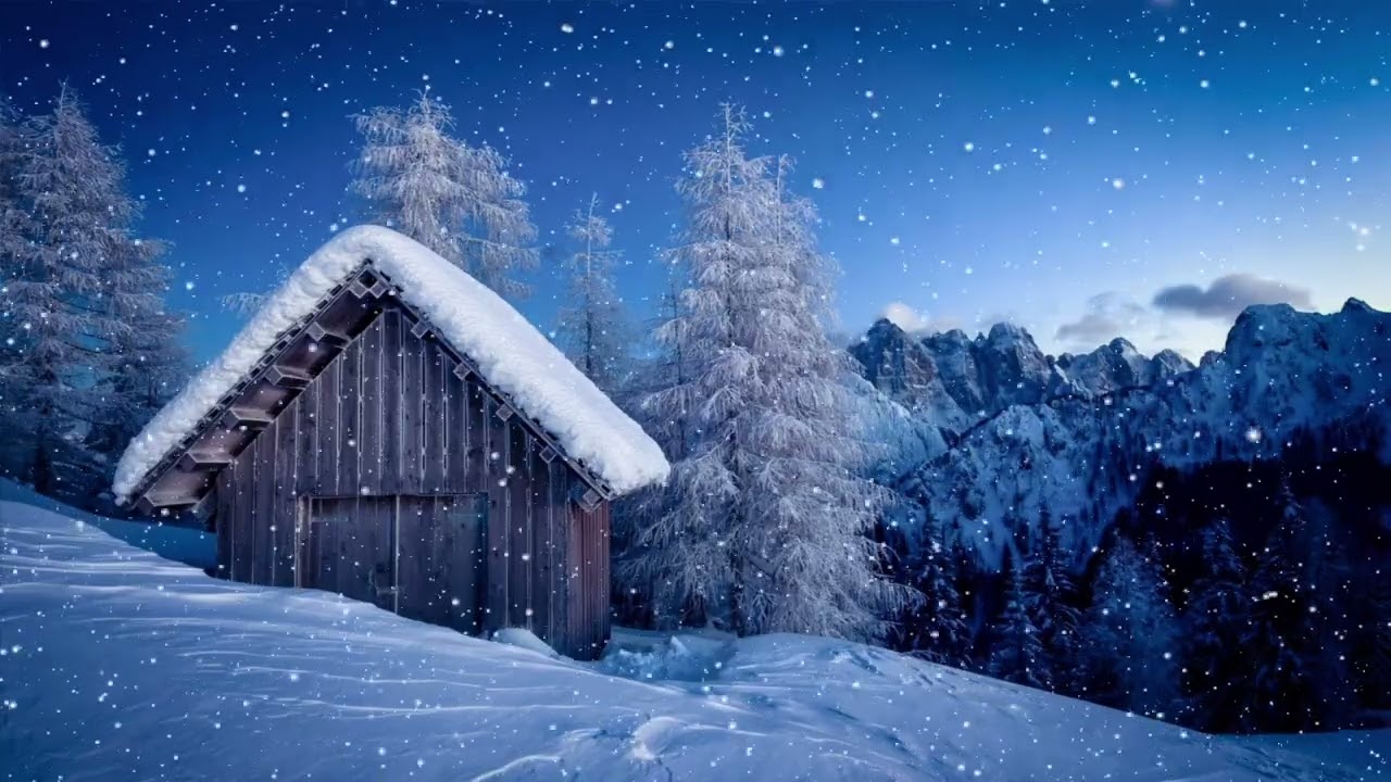 🌙❄ Relaxing Sleep Music | Winter Night with Falling Snow 