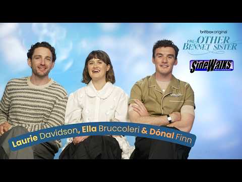Laurie Davidson, Ella Bruccoleri and Donal Finn from BritBox's The Other Bennet Sister
