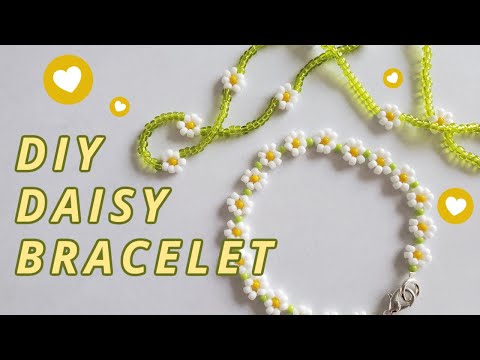 How to make a DAISY CHAIN flower bracelet | Easy beaded 90s jewelry DIY