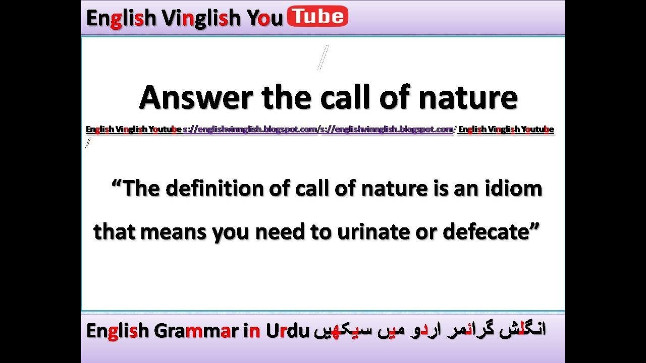 Answer call of nature An idiom YouTube