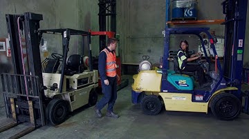 Protect workers near forklifts using leading pedestrian proximity warning system