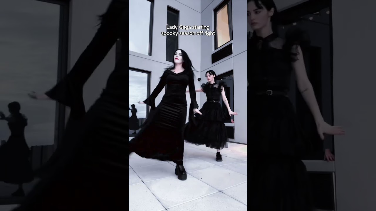 Morticia and Wednesday do the Dead Dance🕺 @1kyle8 #deaddance #morticia #wednesday #ladygaga
