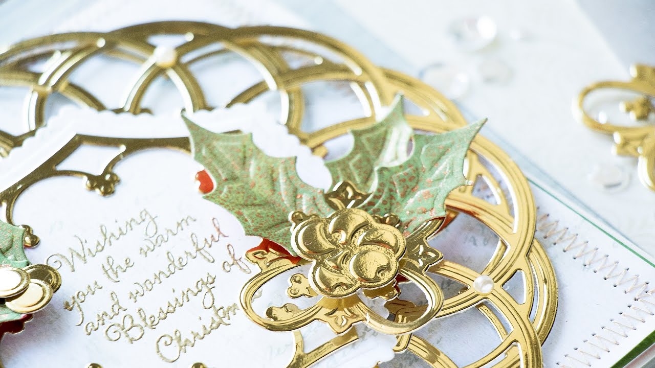 Layered Holiday Card with Label 46 Decorative Accents Dies