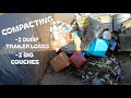 EXTREME Trash Crushing! 2 Dump Trailers &amp; Giant Couches Destroyed | ASMR Compactor Sounds