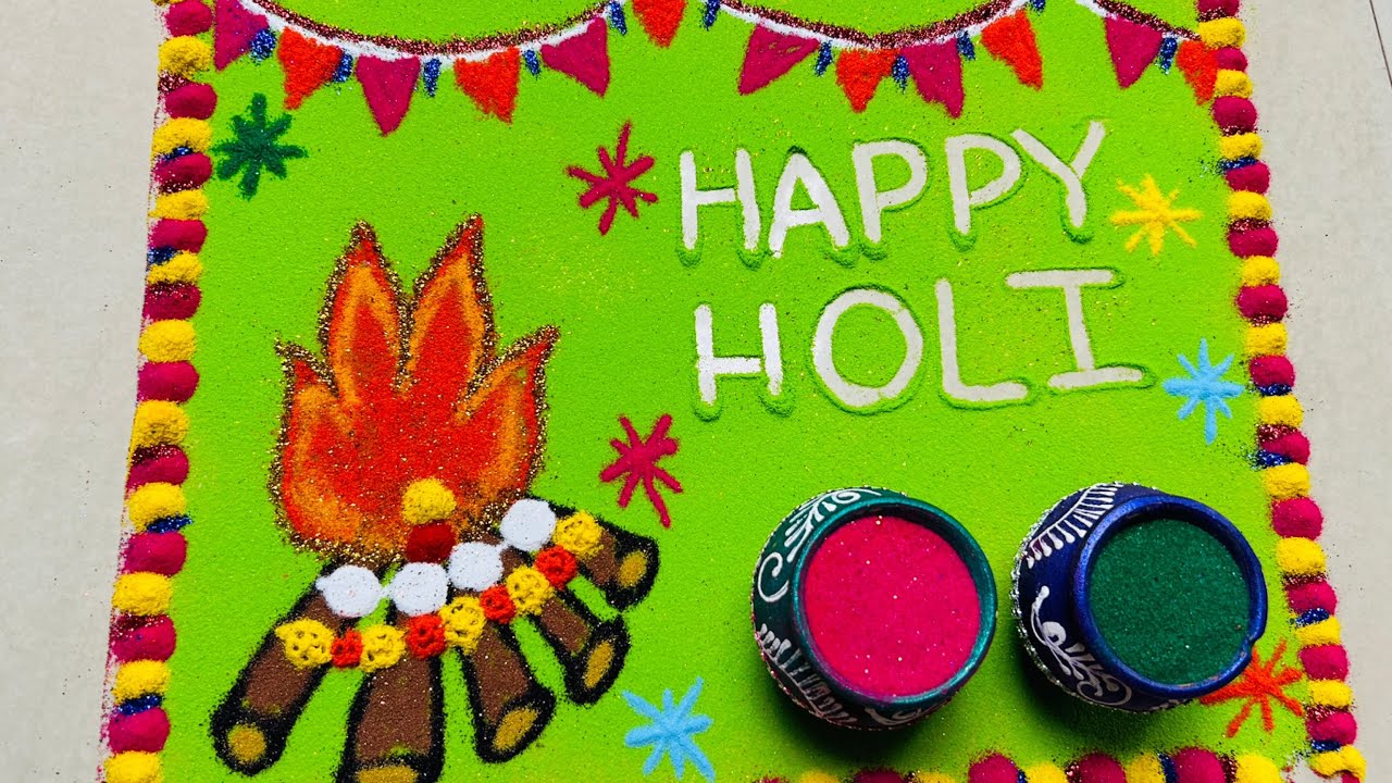 Holi Special rangoli | holika dahan rangoli | happy holi 🔥🙏💛🩷 #holi #rangoli #trending 